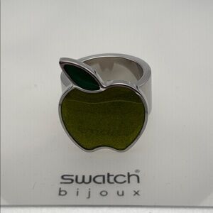 Swatch Bijoux Fructus Apple Stainless Steel & Resin Ring - size 7